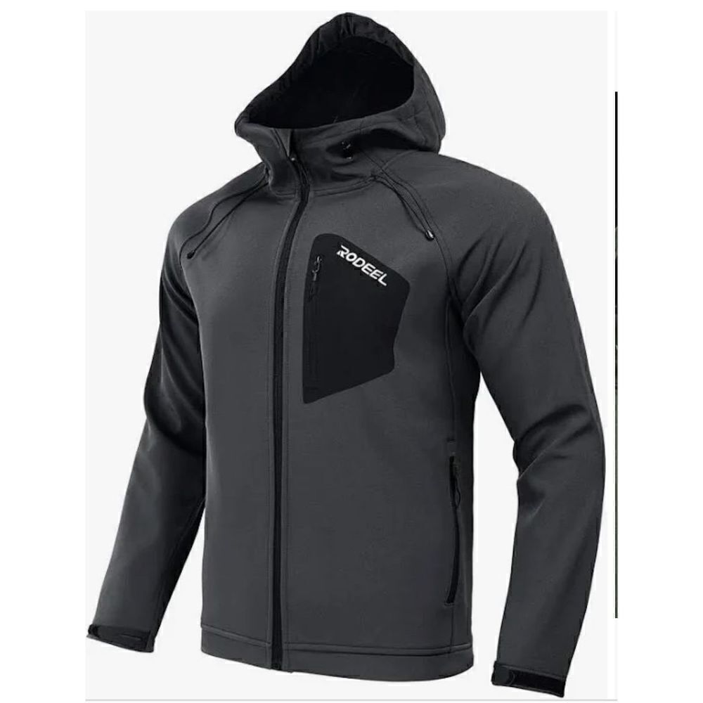 Rodeel Men's Softshell Front-zip Jacket Fleece Lined Windproof